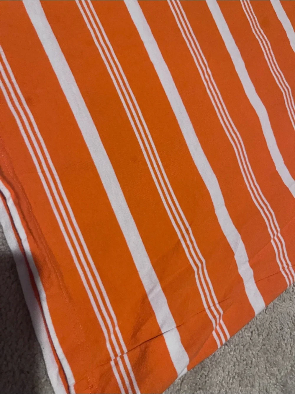 Chaps Orange and White Striped Crew Neck Tee - Picture 2 of 4